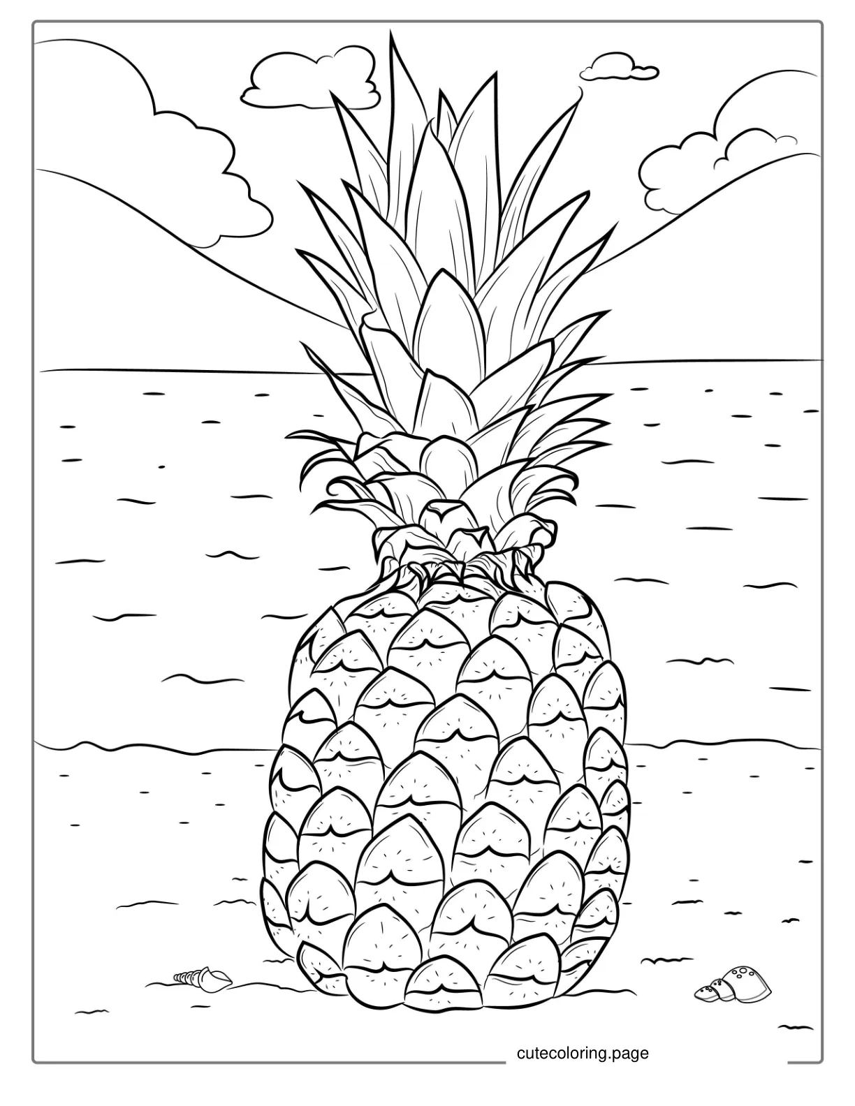 Tropical Themed Pineapple coloring page