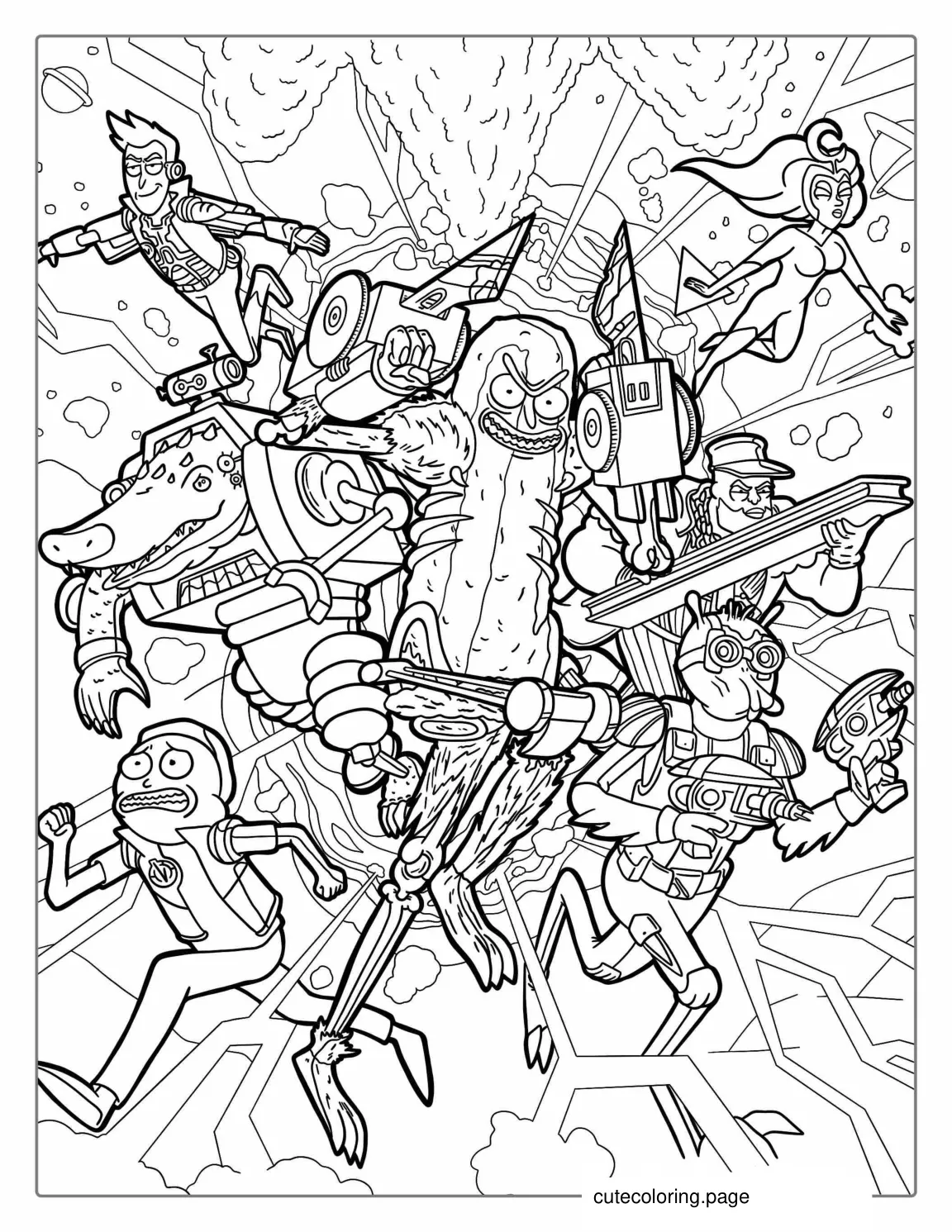 Detailed Rick And Morty Art To Color coloring page