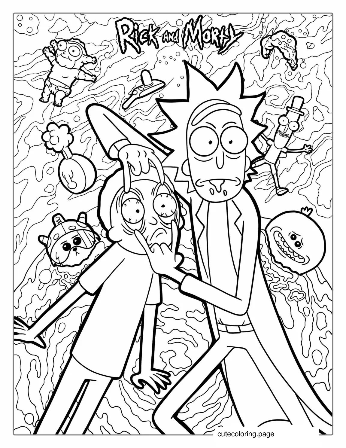 Detailed Rick And Morty TV Poster Coloring Page coloring page