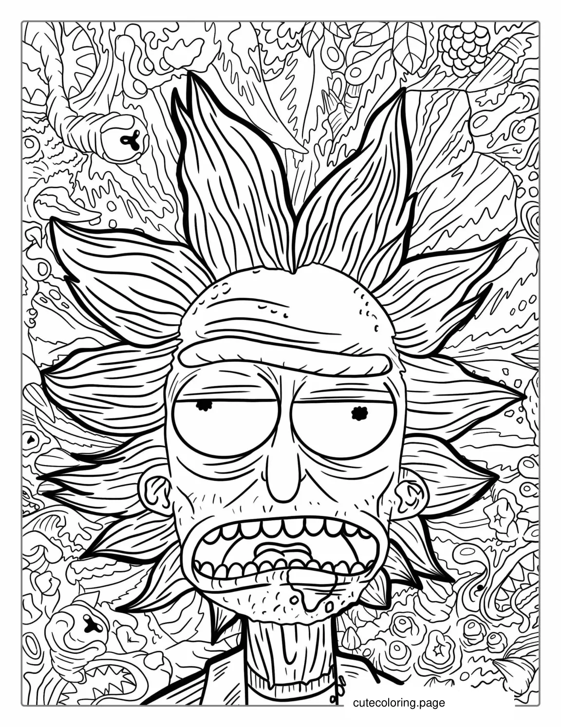 Detailed Rick Coloring Page For Adults coloring page