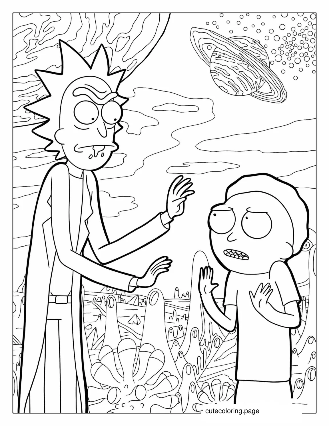 Rick Lecturing Morty Coloring Page coloring page