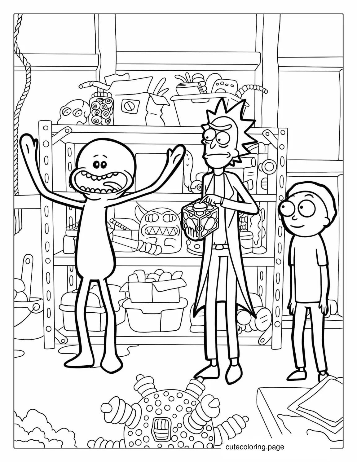 Rick Morty And Mr. Meeseeks Coloring Sheet coloring page