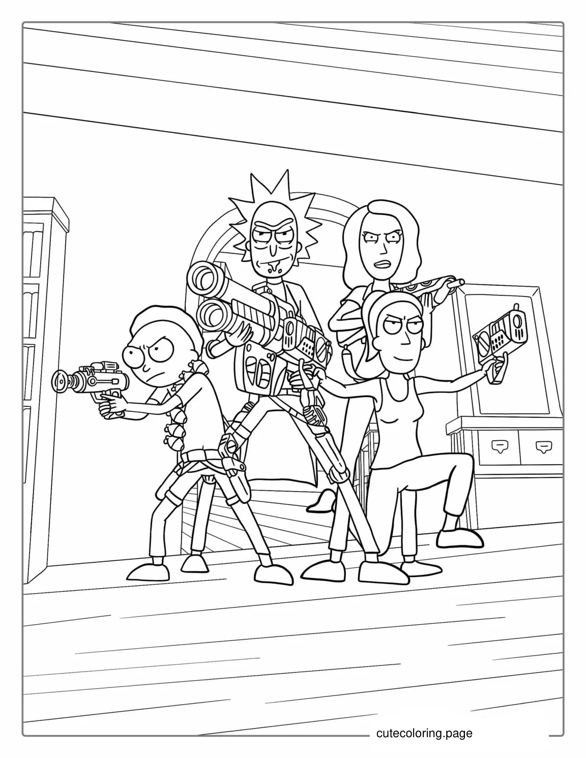 Rick Morty Summer And Beth Coloring Sheet coloring page