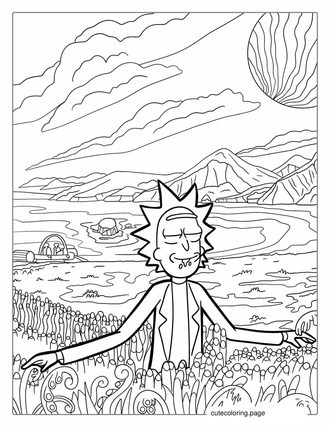 Rick Walking In Field Coloring Sheet coloring page