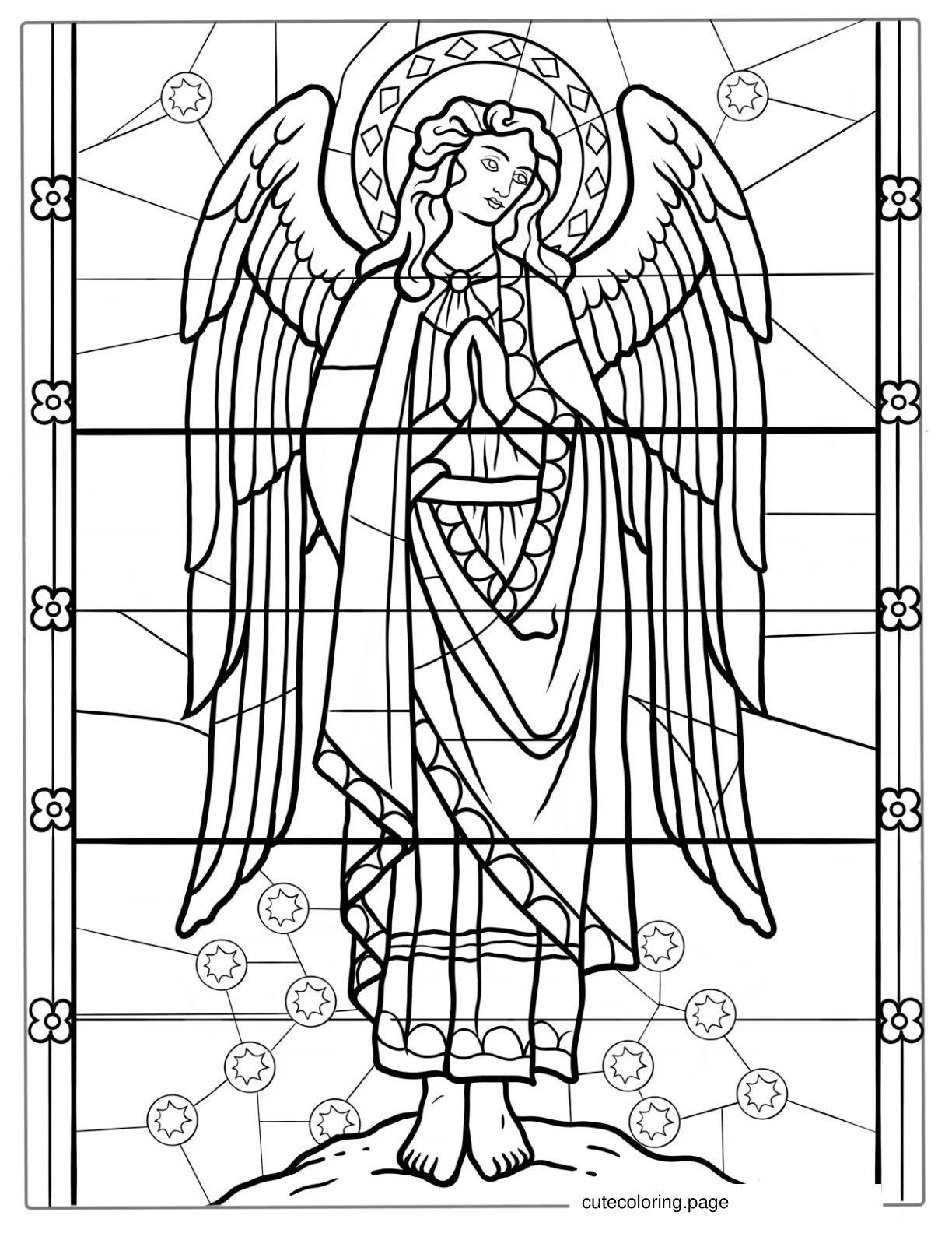 Angel Stained Glass Coloring Sheet coloring page