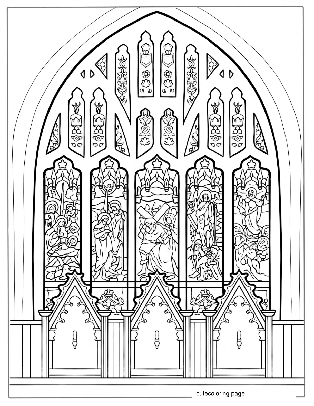 Church Stained Glass Window To Color coloring page