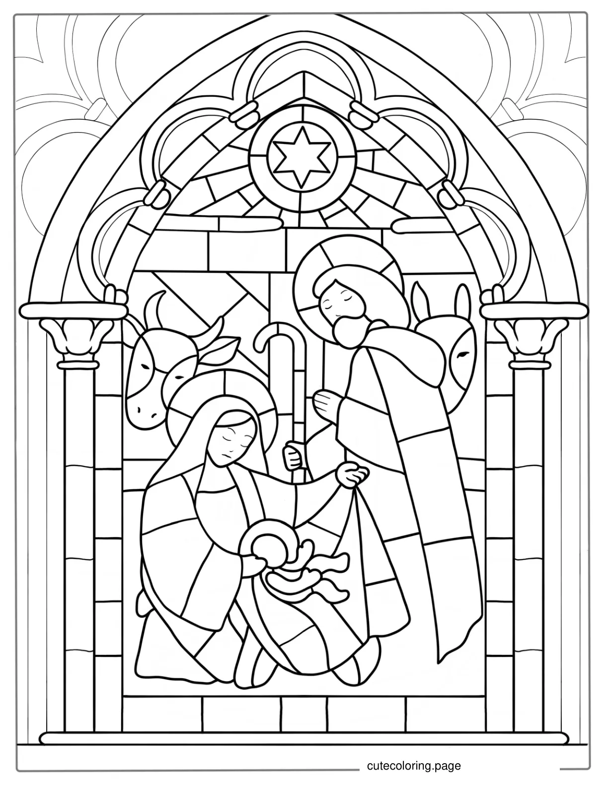 Coloring Page Of Christmas Stained Glass Window coloring page