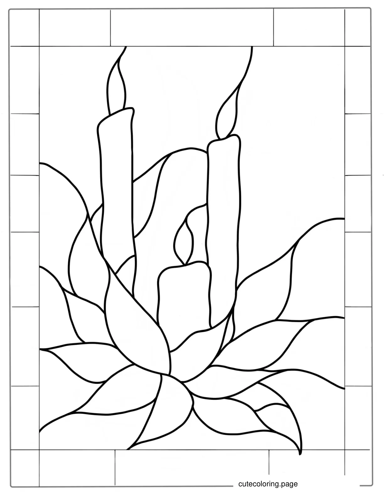 Coloring Sheet Of Stained Glass Christmas Candles coloring page