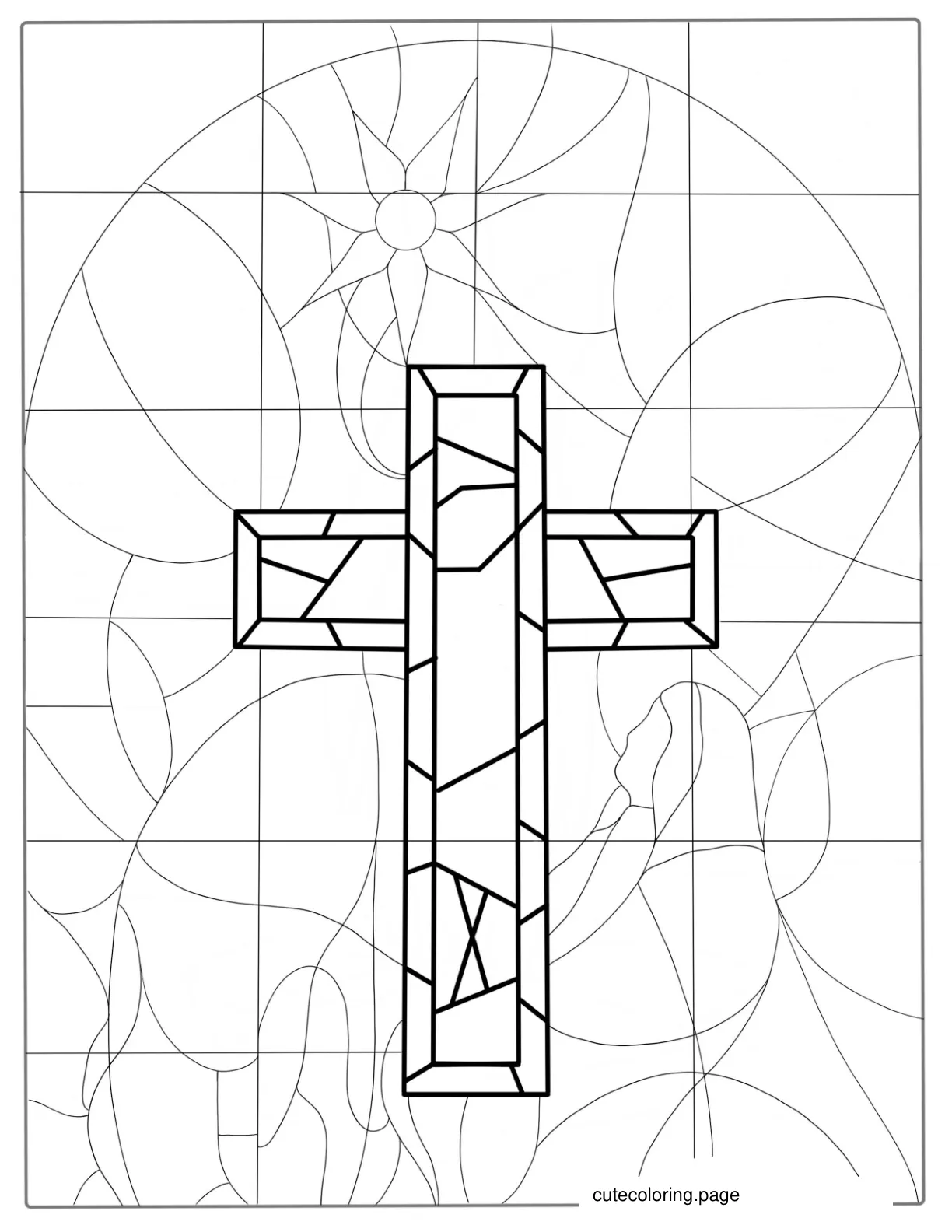 Cross Stained Glass Coloring Picture coloring page