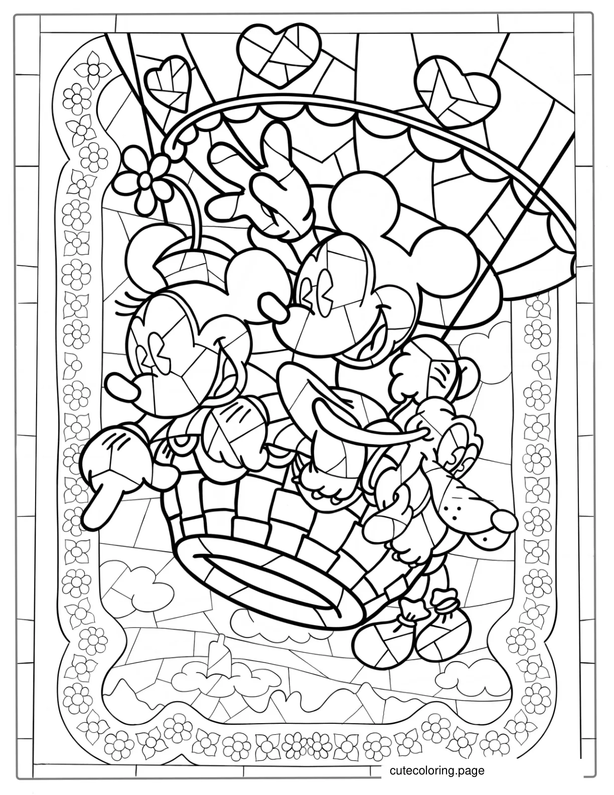 Disney Mickey Mouse Stained Glass Coloring Page coloring page