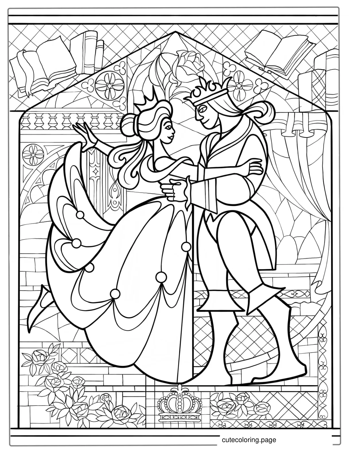 Princess And Prince Stained Glass coloring page