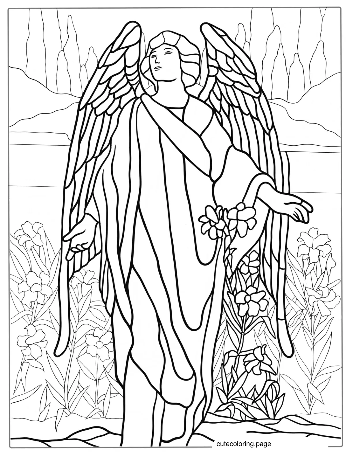 Stained Glass Angel Coloring Page coloring page