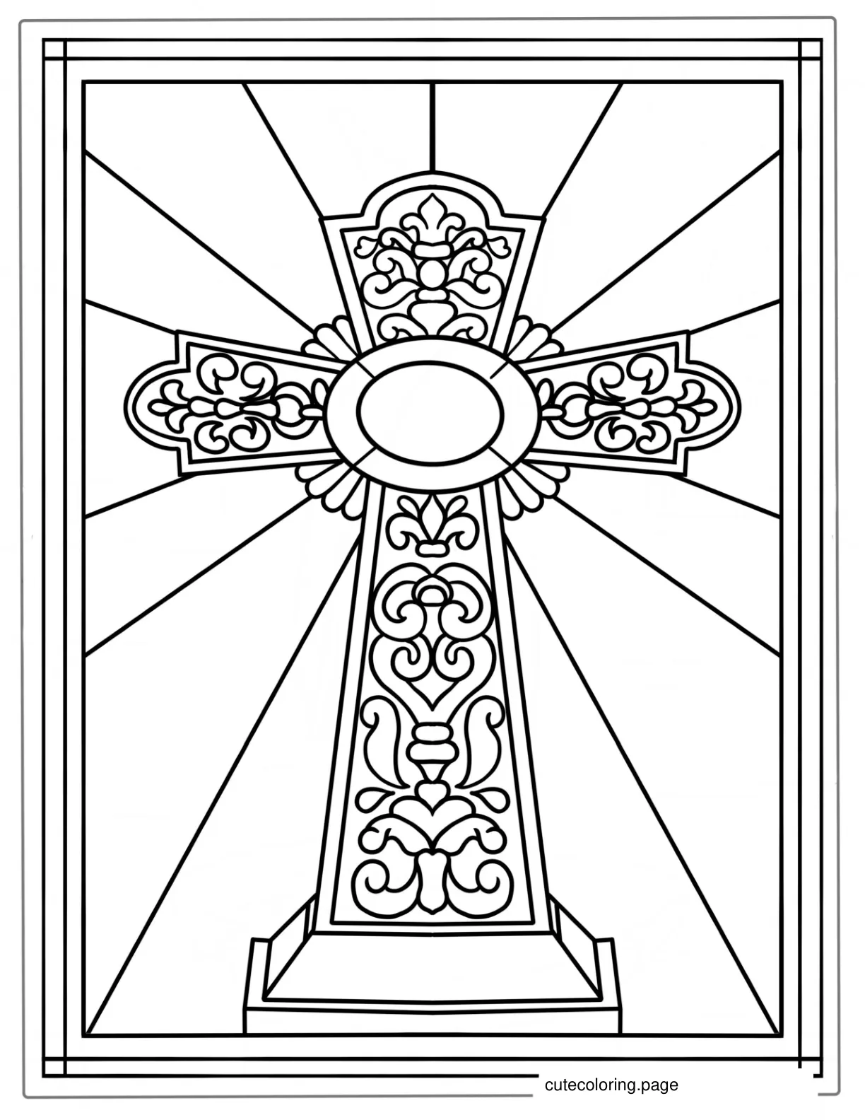 Stained Glass Cross Coloring Page coloring page