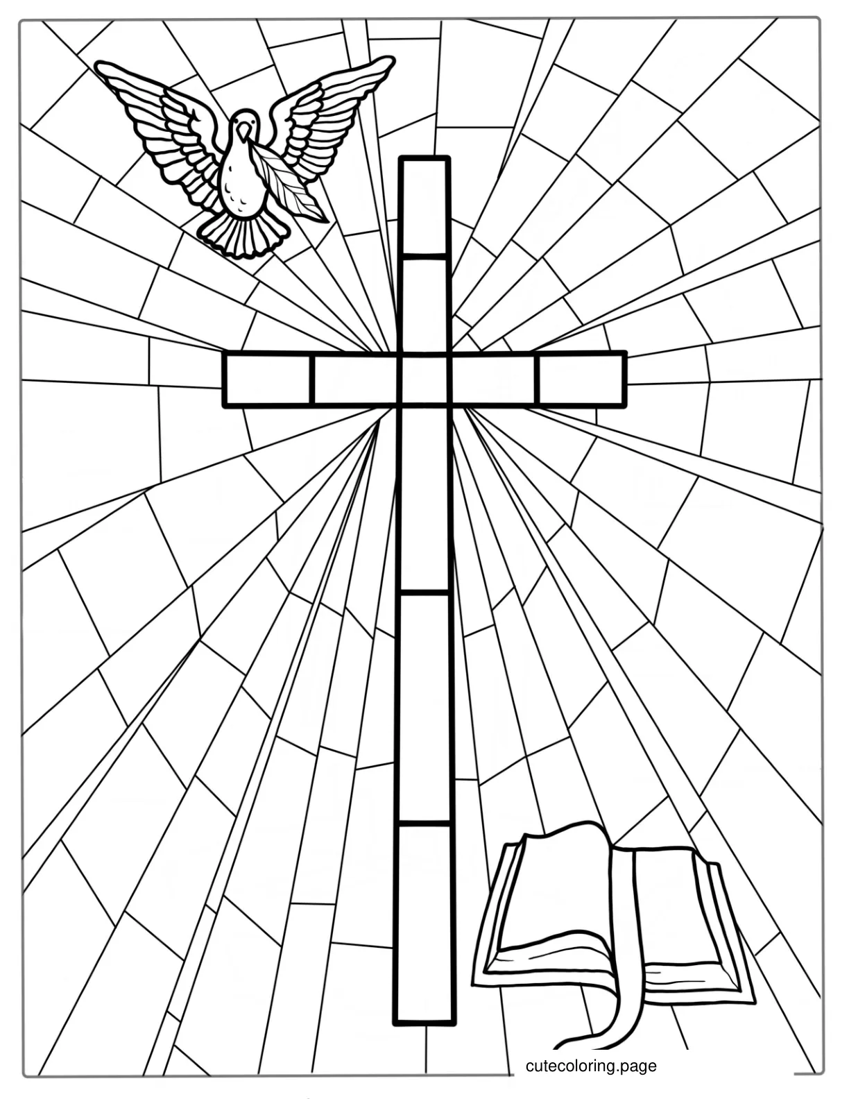 Stained Glass Cross Coloring Sheet 1 coloring page