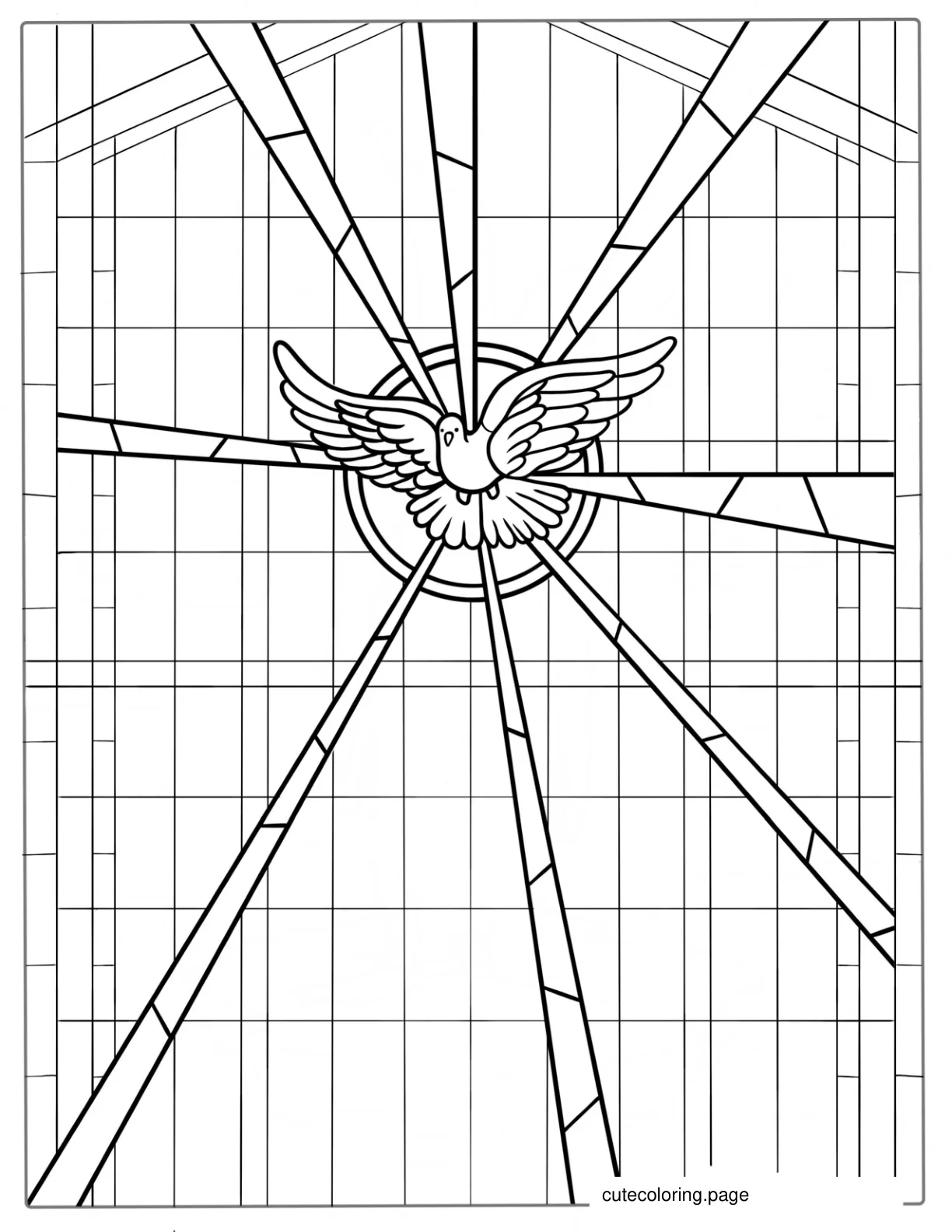 Stained Glass Window Of Peace Dove coloring page