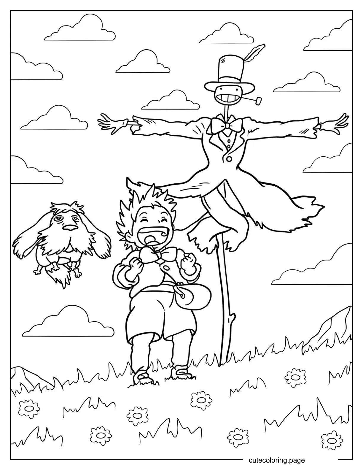 Markl Hin and Scarecrow From Howl_s Moving Castle coloring page