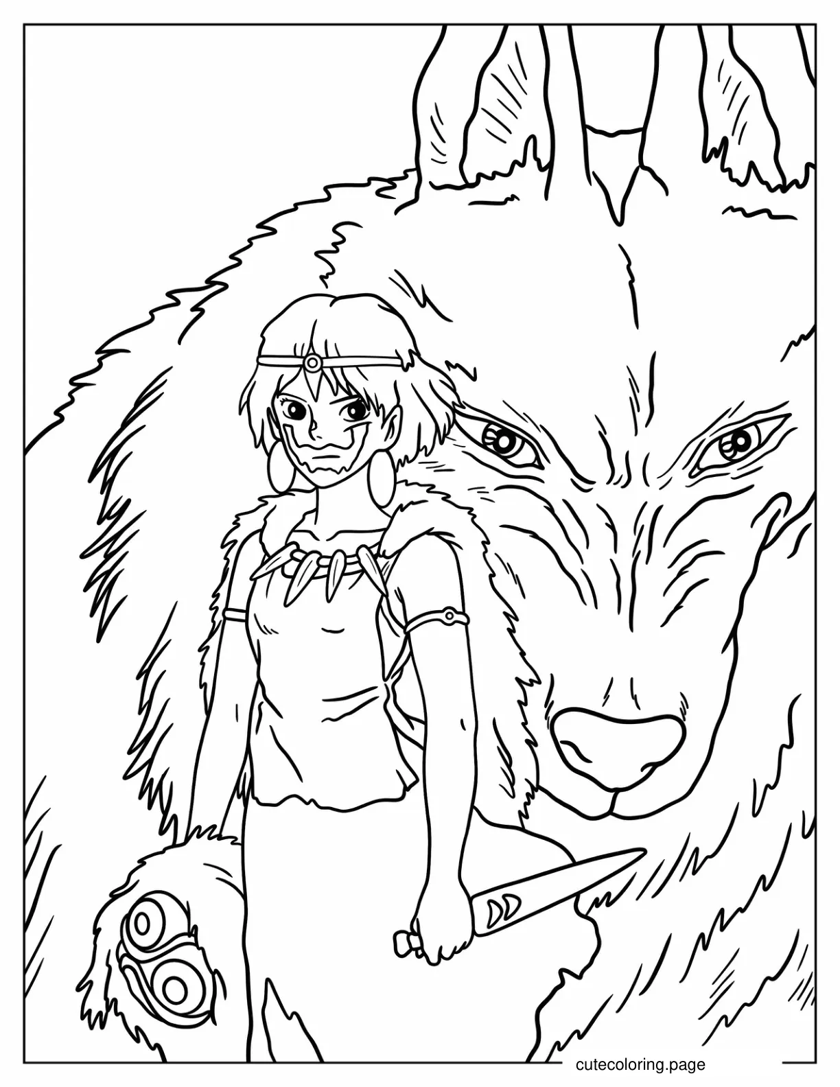 San Holding Knife With Moro Coloring Sheet coloring page