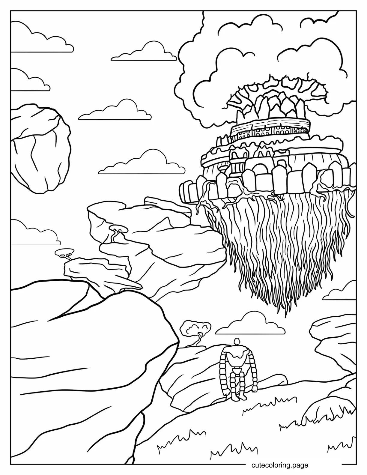 Studio Ghibli Castle In The Sky Coloring Page coloring page