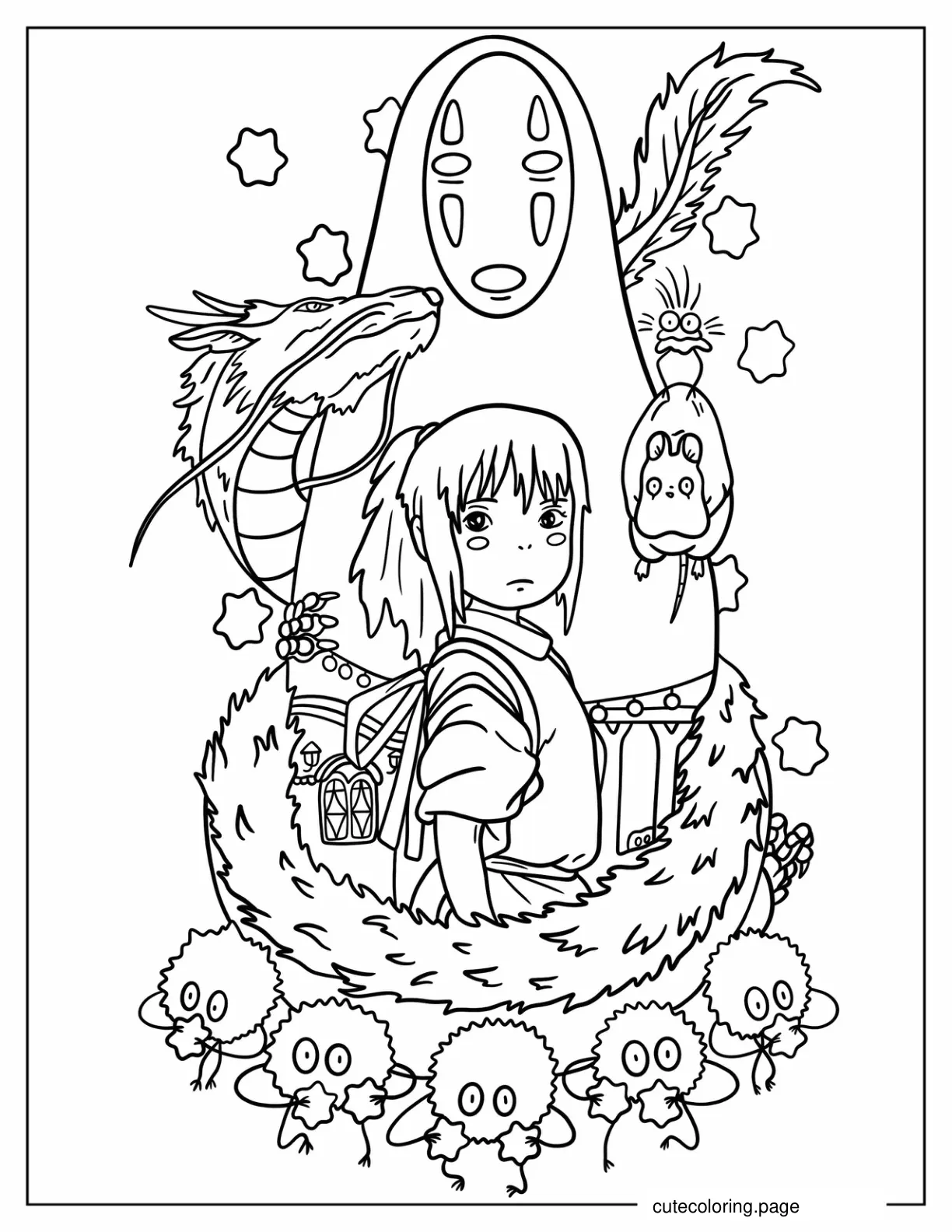 Studio Ghibli Spirited Away Poster Coloring Sheet coloring page