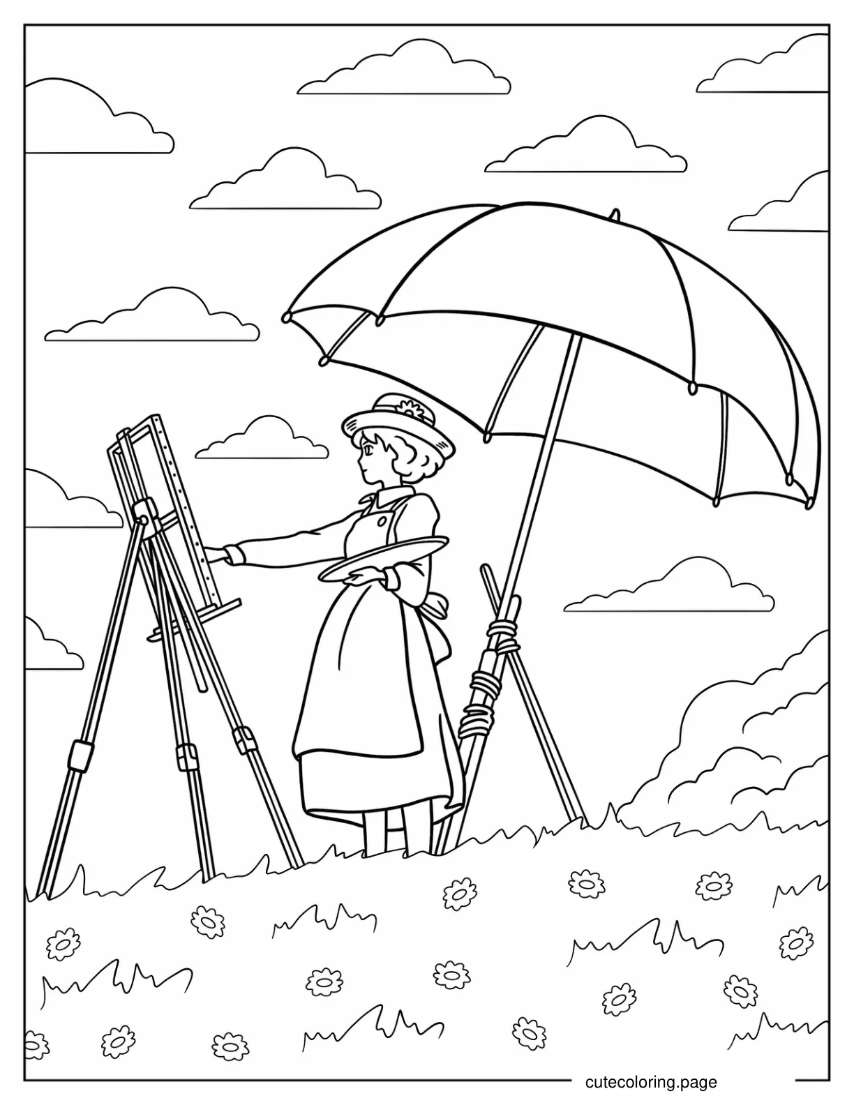 Studio Ghibli The Wind Rises Nahoko Satomi Painting Coloring Page coloring page