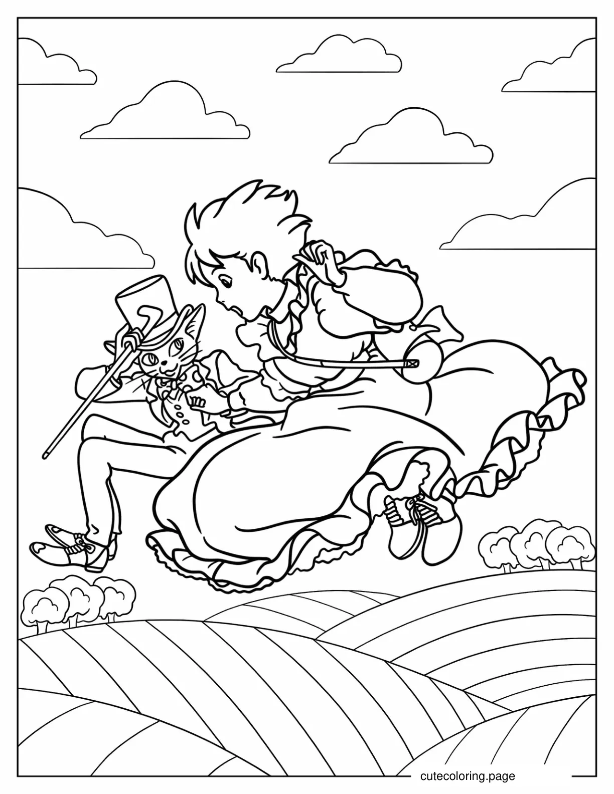 The Cat Returns Haru And The Baron Coloring Sheet coloring page