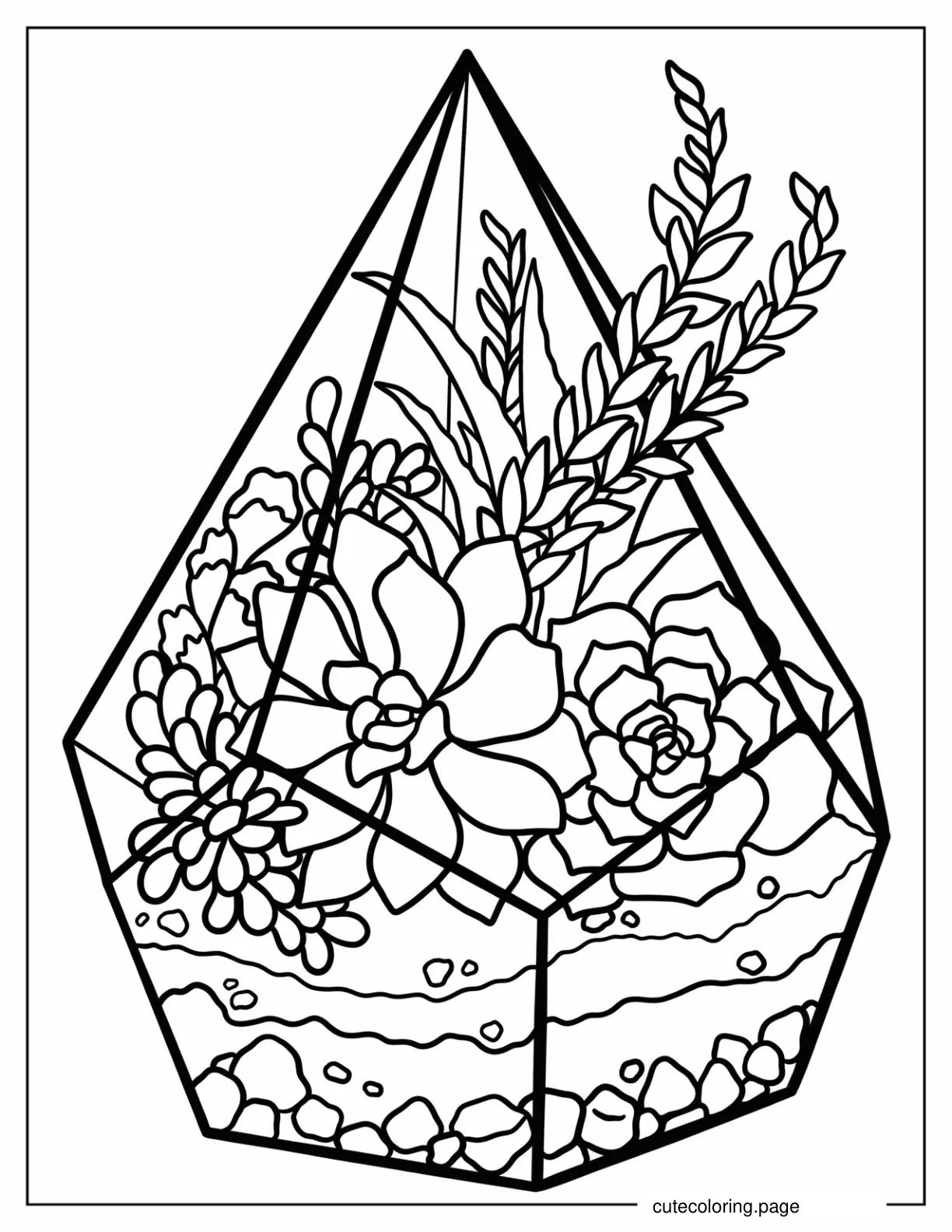 Detailed Succulent Terrarium coloring page