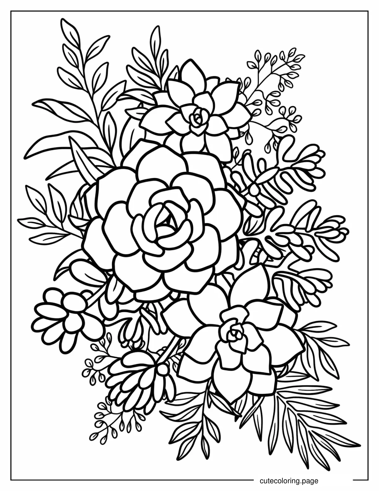 Echeveria Bouquet Coloring Sheet coloring page