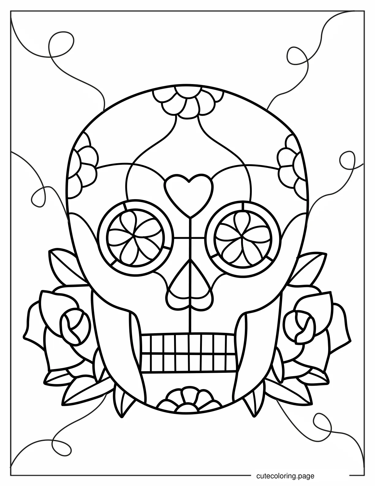 Easy Color Skull Coloring Page for Kids coloring page