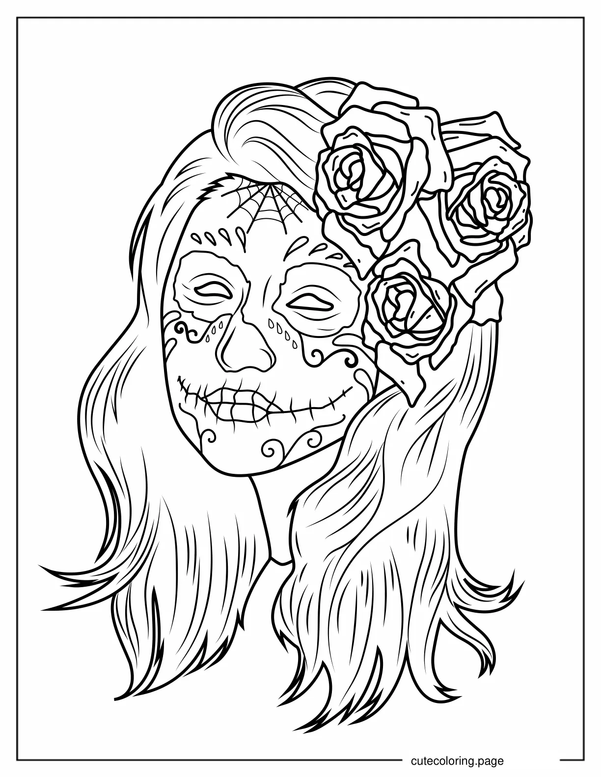 Girl With Sugar Skill Face Paint to Color coloring page