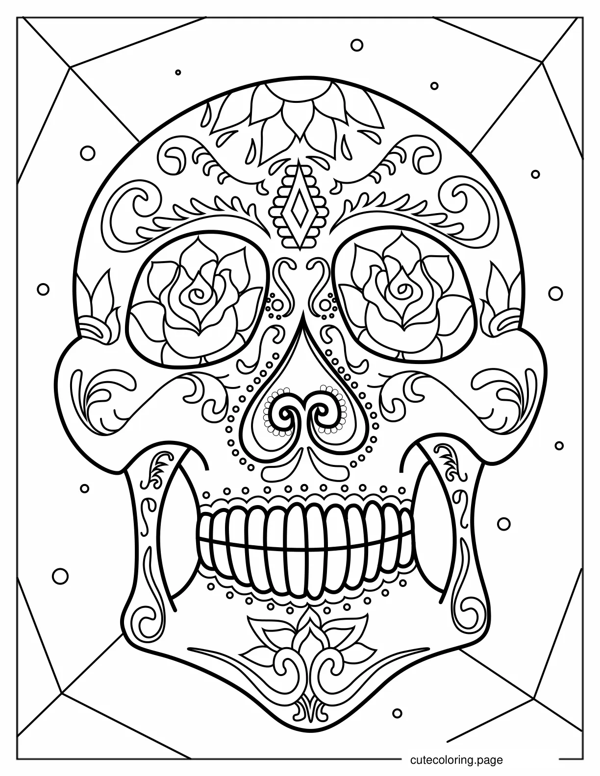 Gothic Sugar Skull Smiling to Color_ coloring page