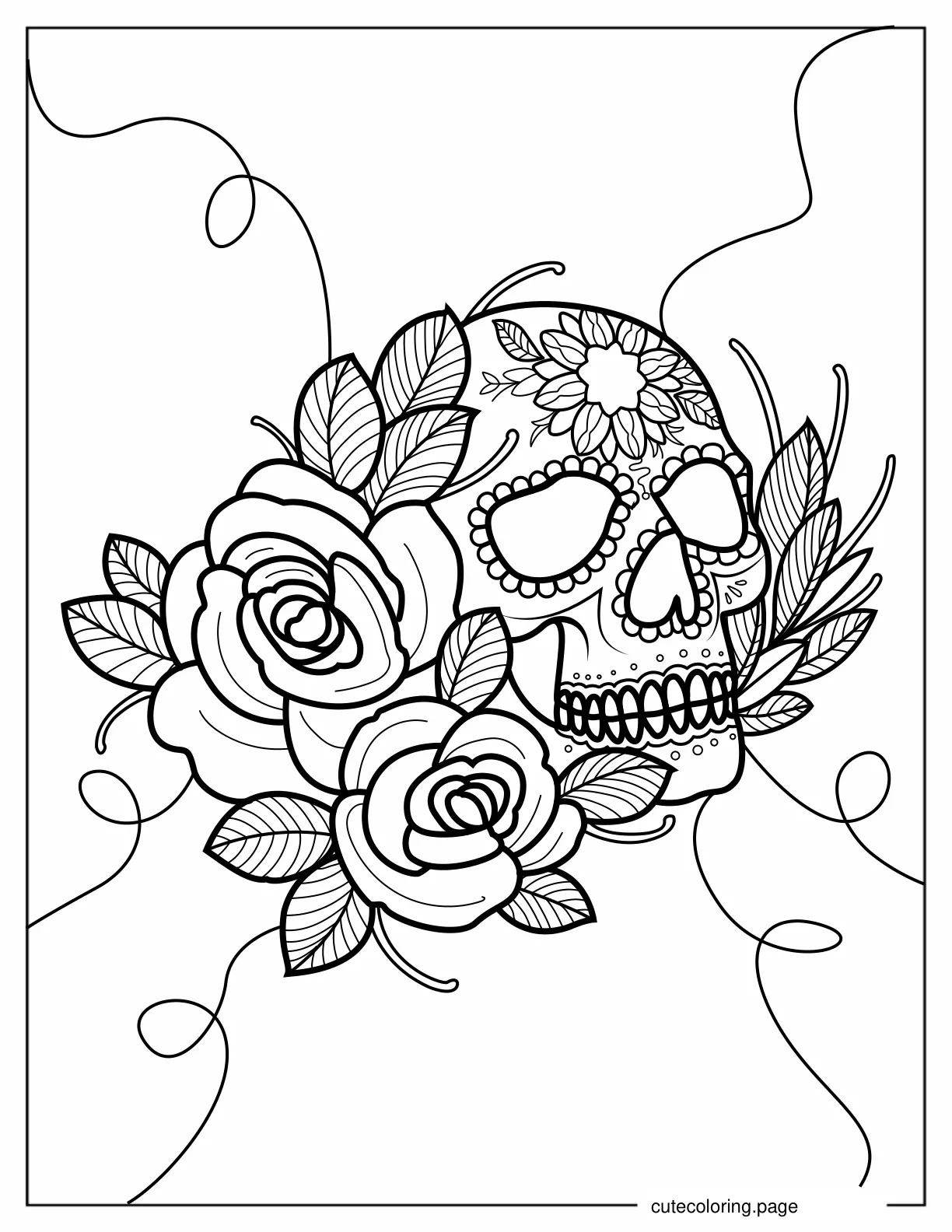 Gothic Sugar Skull coloring page