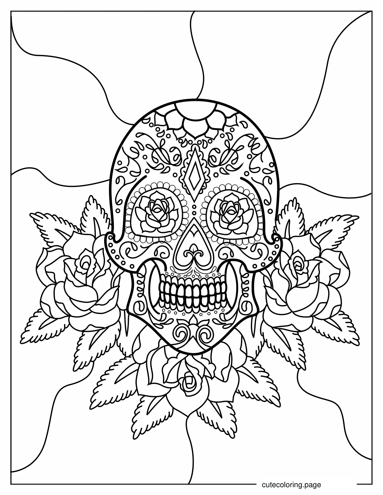 Intricate Sugar Skull Coloring Page coloring page