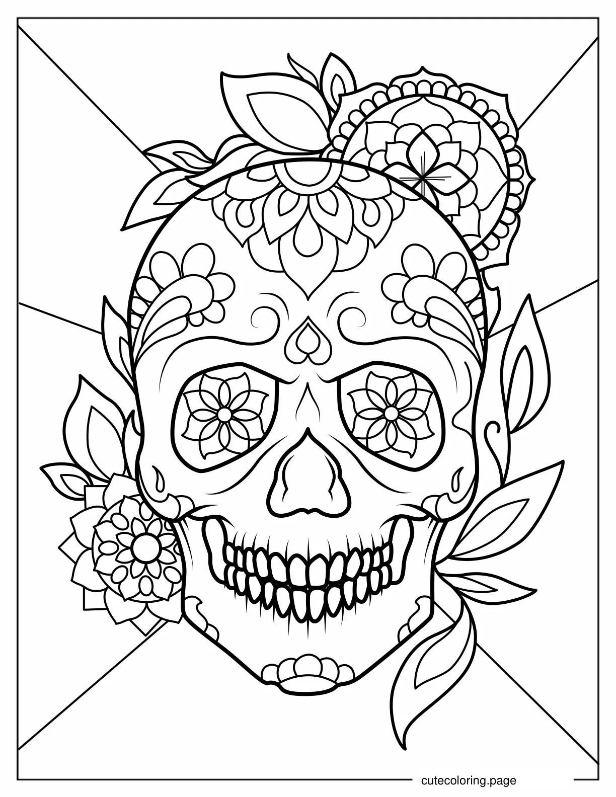 Sugar Skull Coloring Sheet for Adults coloring page