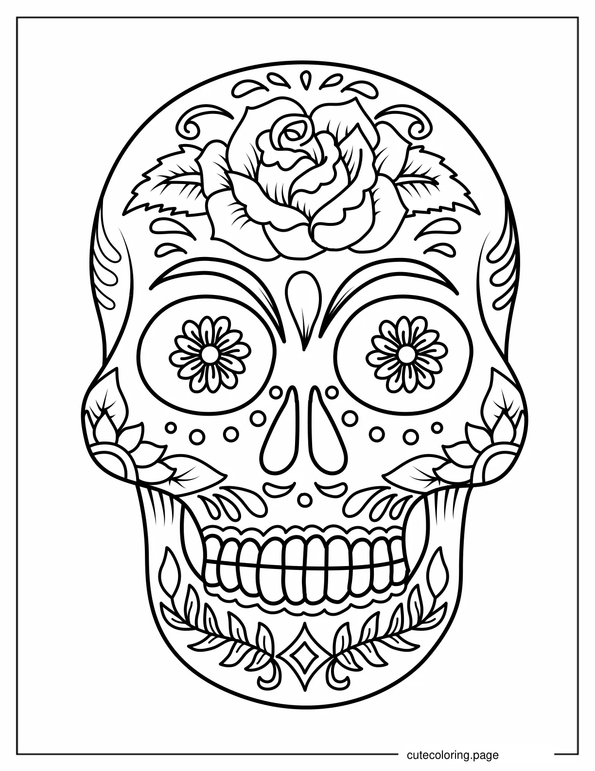 Sugar Skull with Sunflower Eyes coloring page