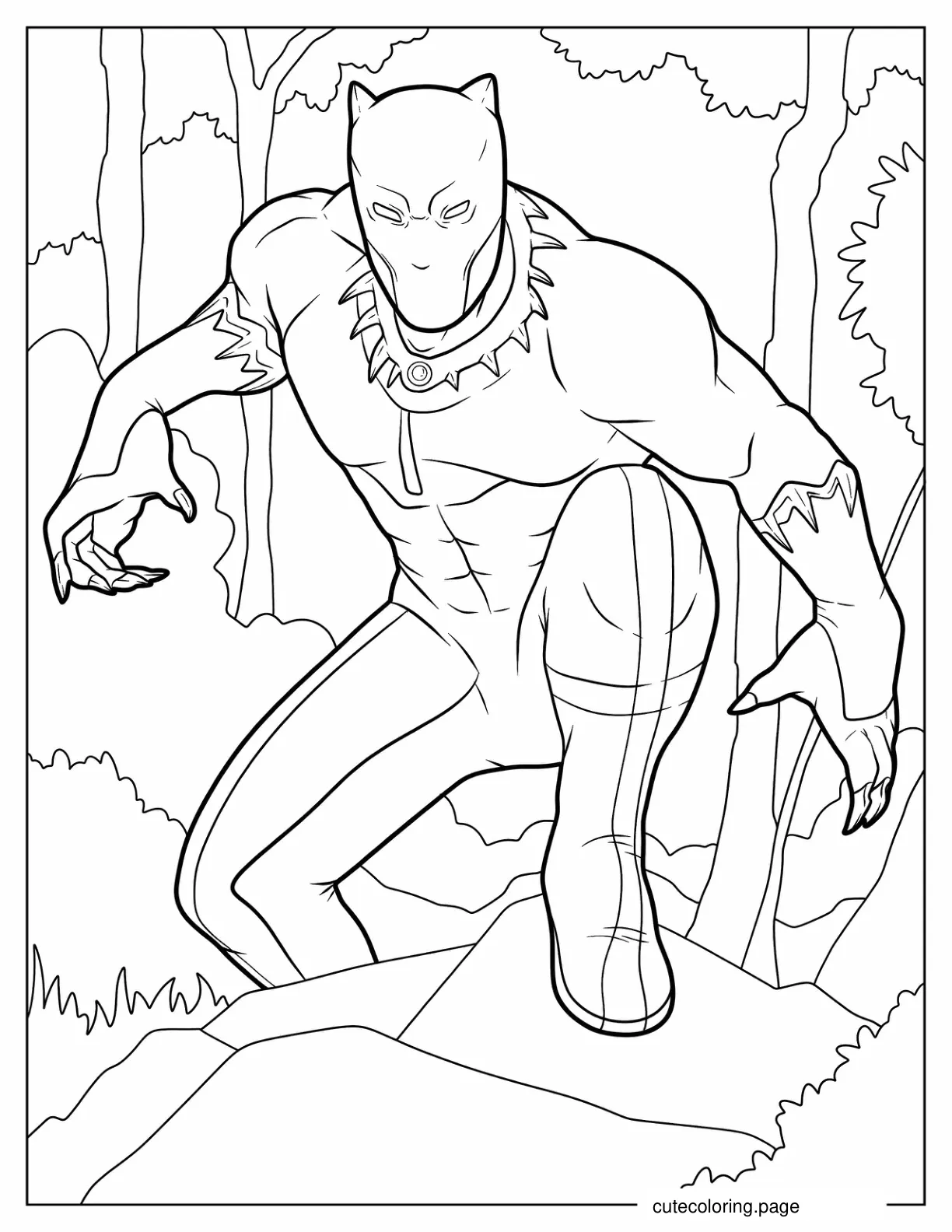 Black Panther In The Forest Coloring In coloring page