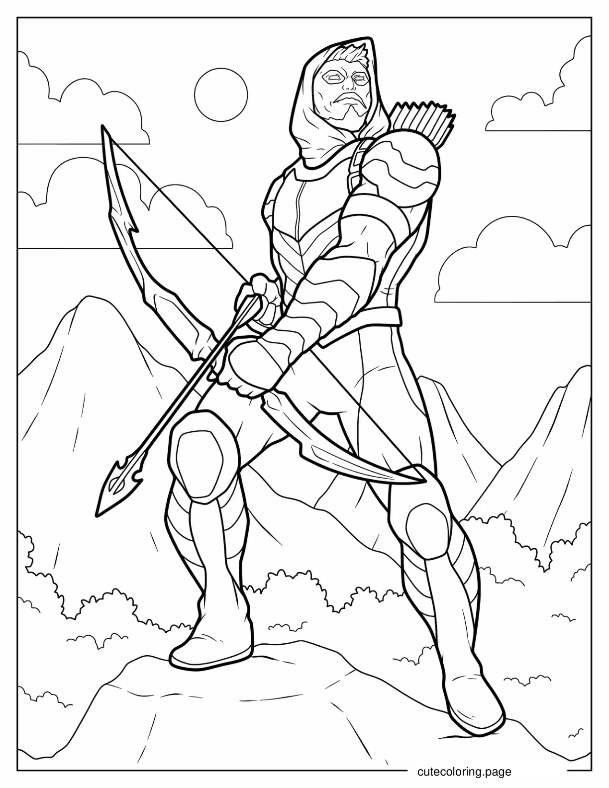 Green Arrow In The Mountains coloring page