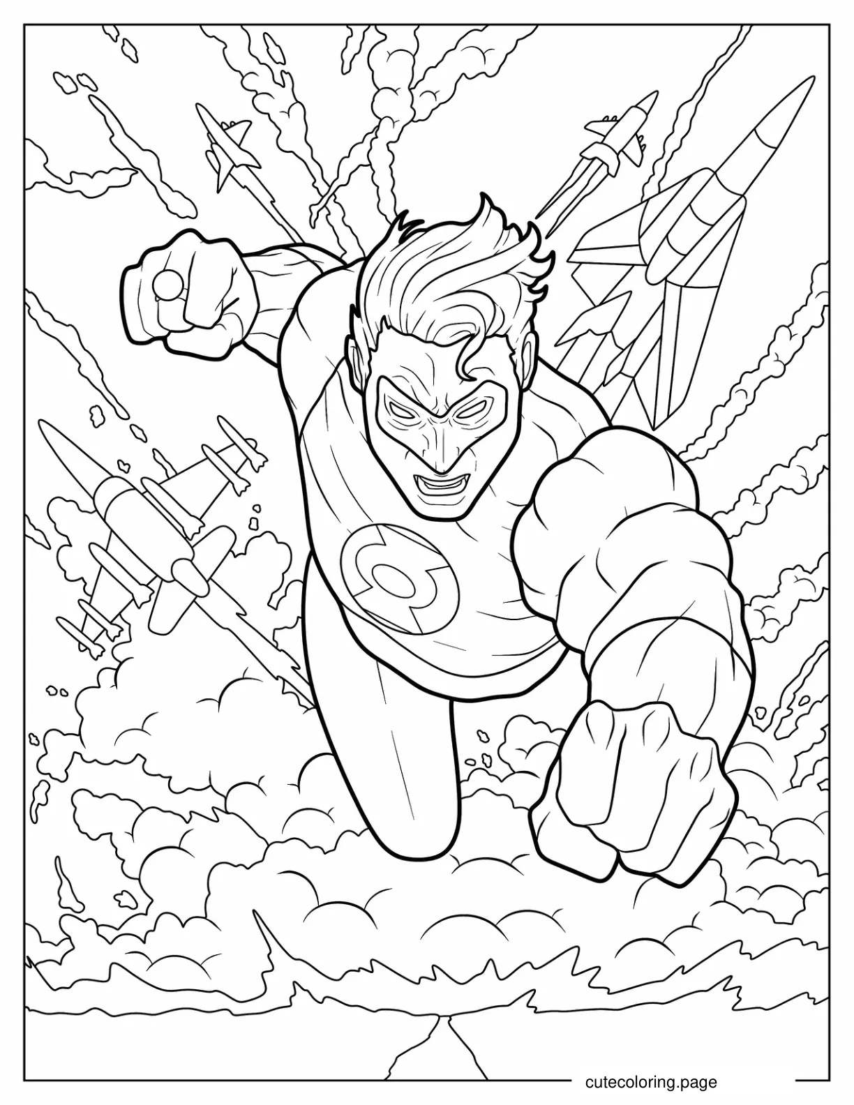 Green Lantern Fighting Coloring Page coloring page