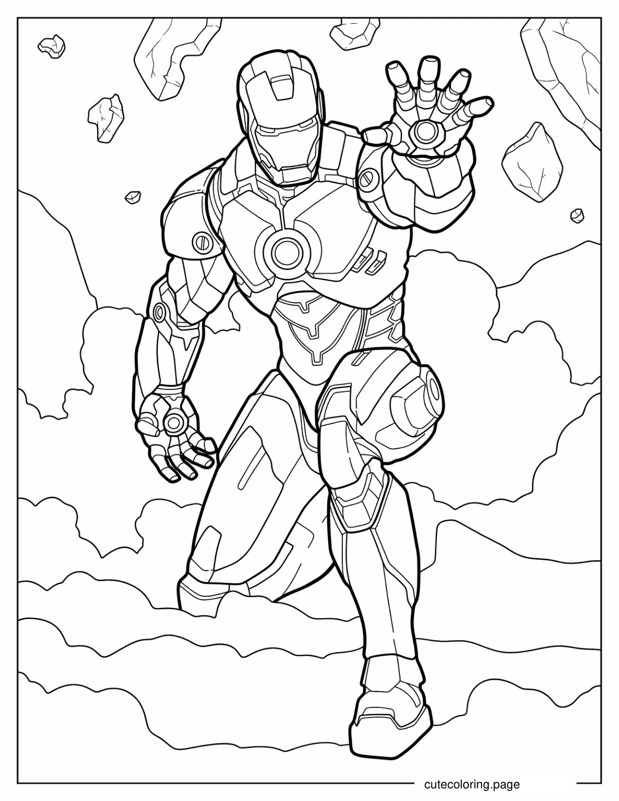 Iron Man In The Middle Of A Fight coloring page
