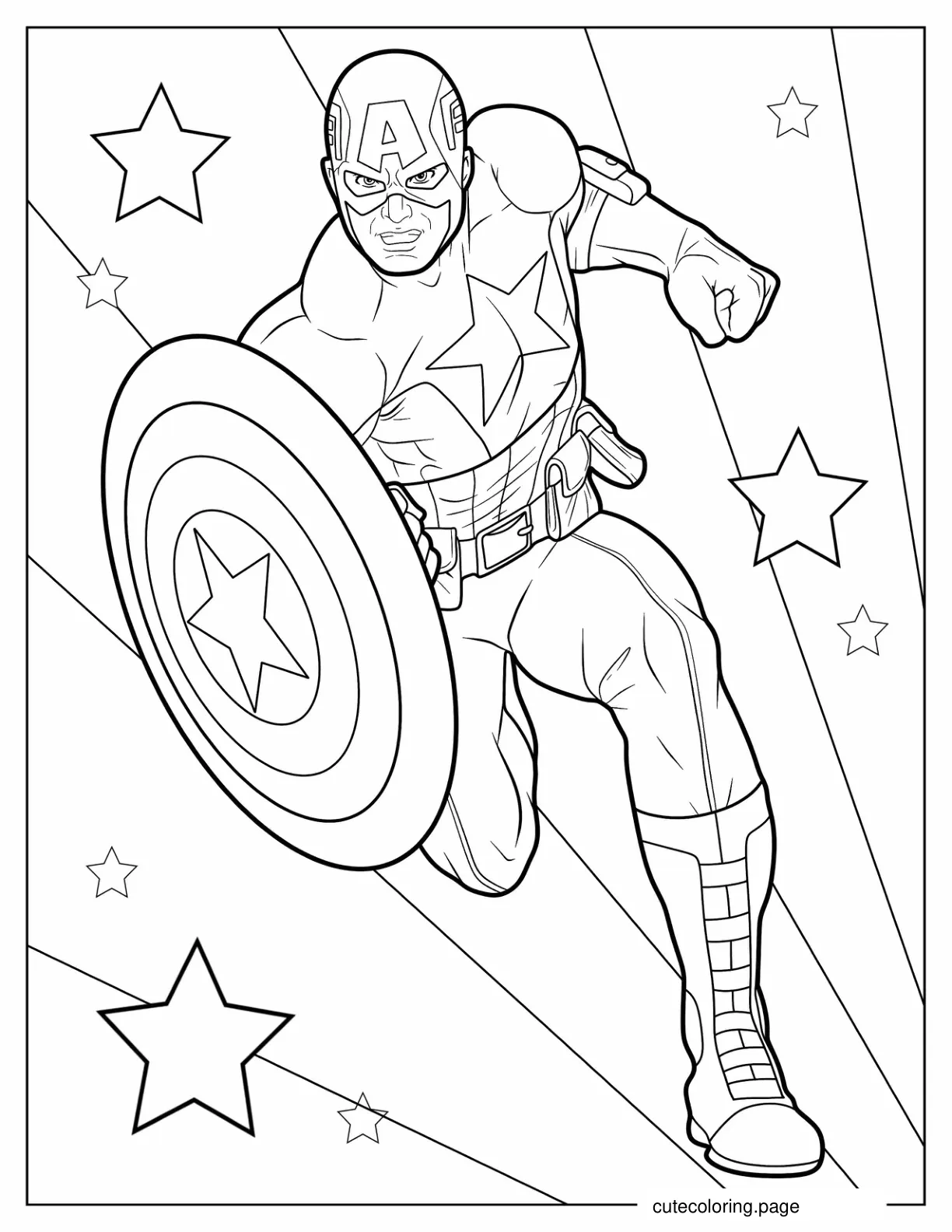 Realistic Captain America Coloring Sheet coloring page