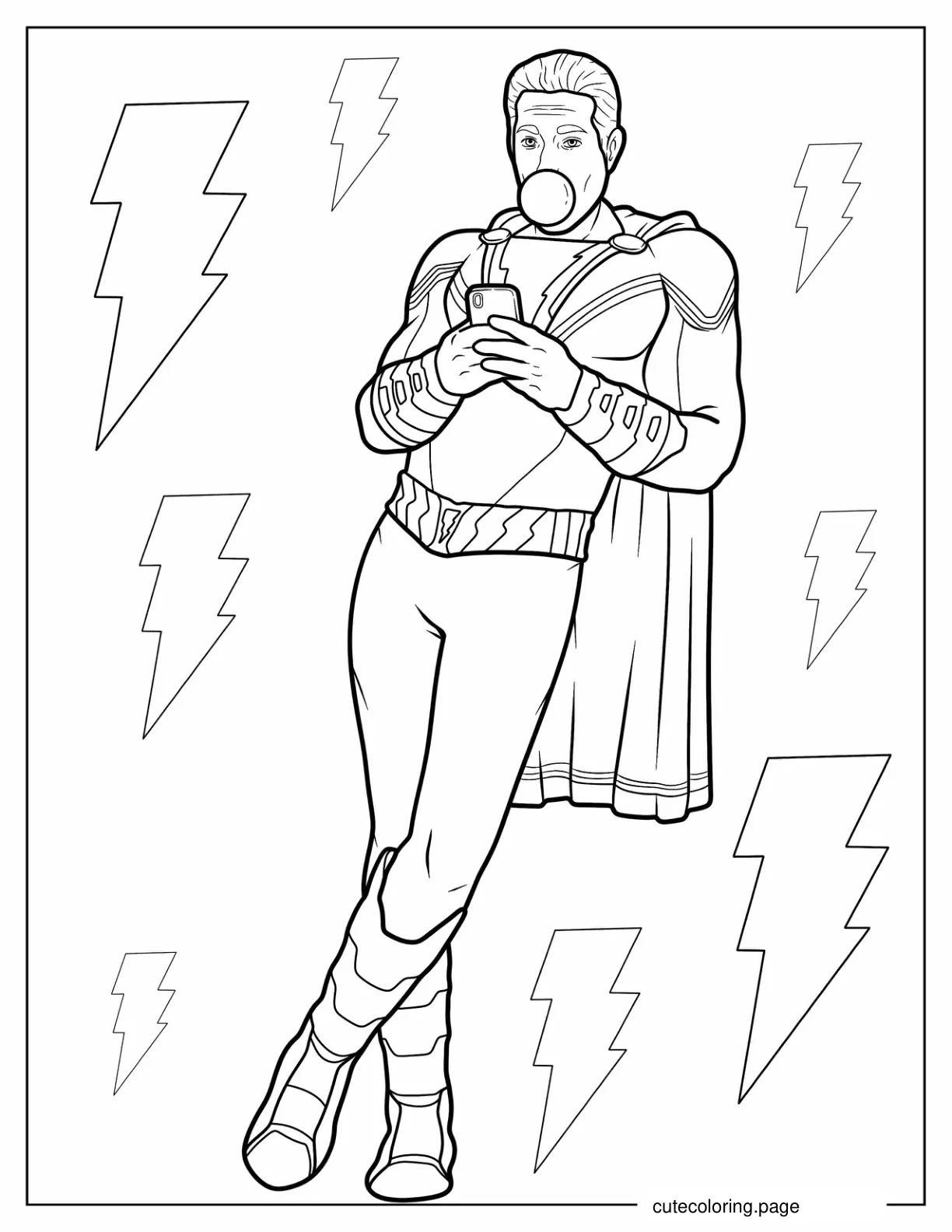 Shazam Blowing Bubblegum coloring page