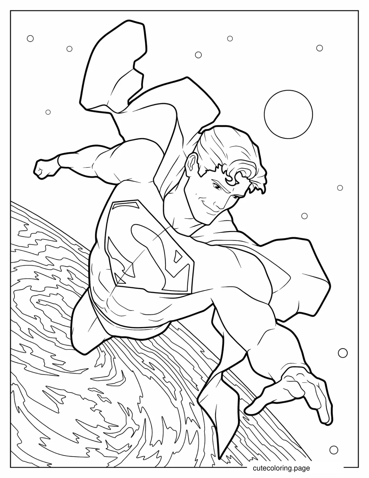 Superman Flying In Outer Space coloring page