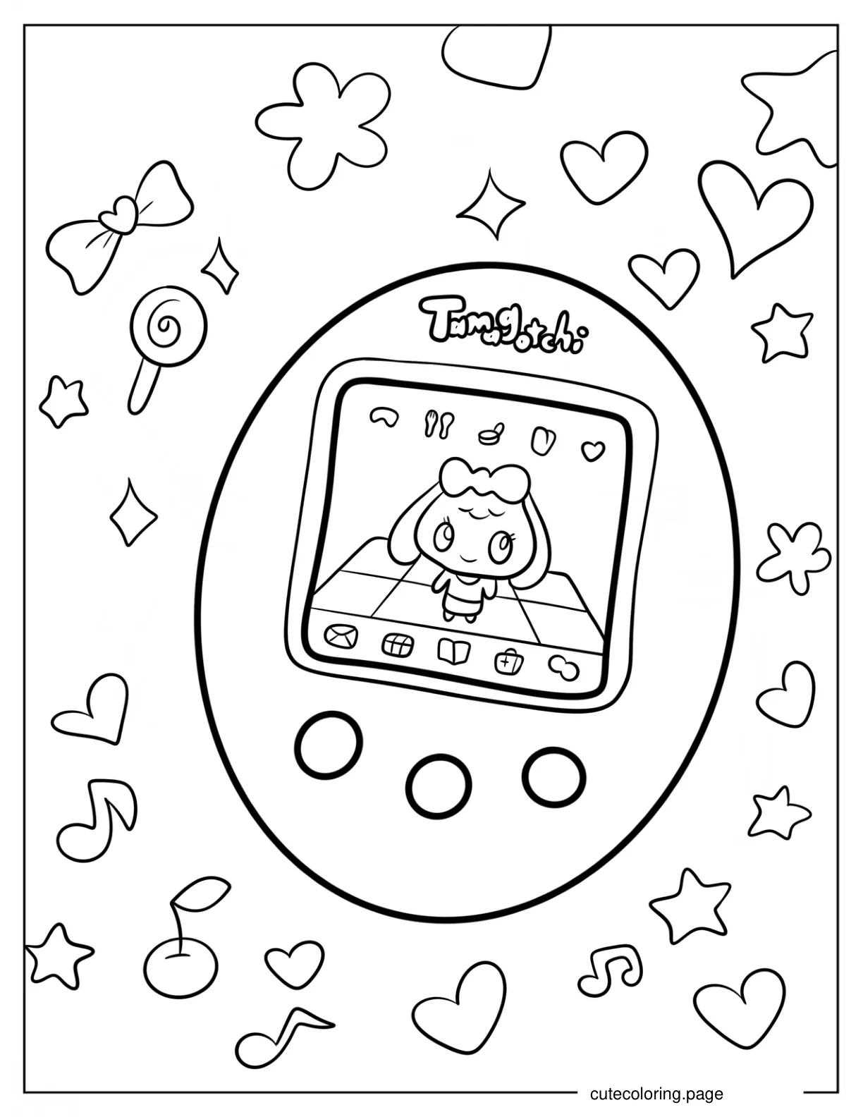 Easy Tamagotchi Game Coloring Page For Kids coloring page