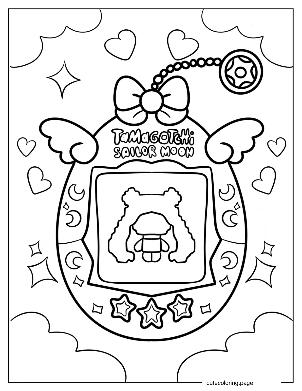 Kawaii Tamagotchi Sailor Moon Coloring Sheet coloring page