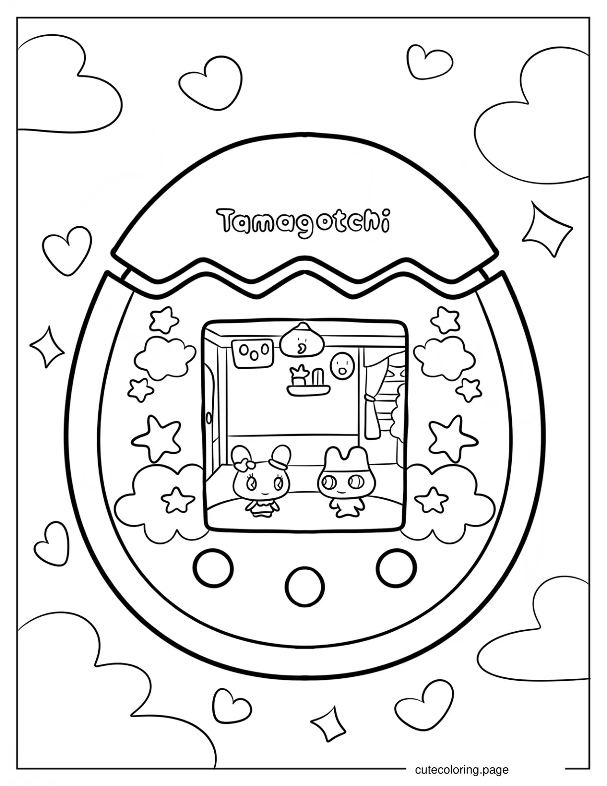 Raising Tamagotchi Pets Coloring Sheet For Kids coloring page