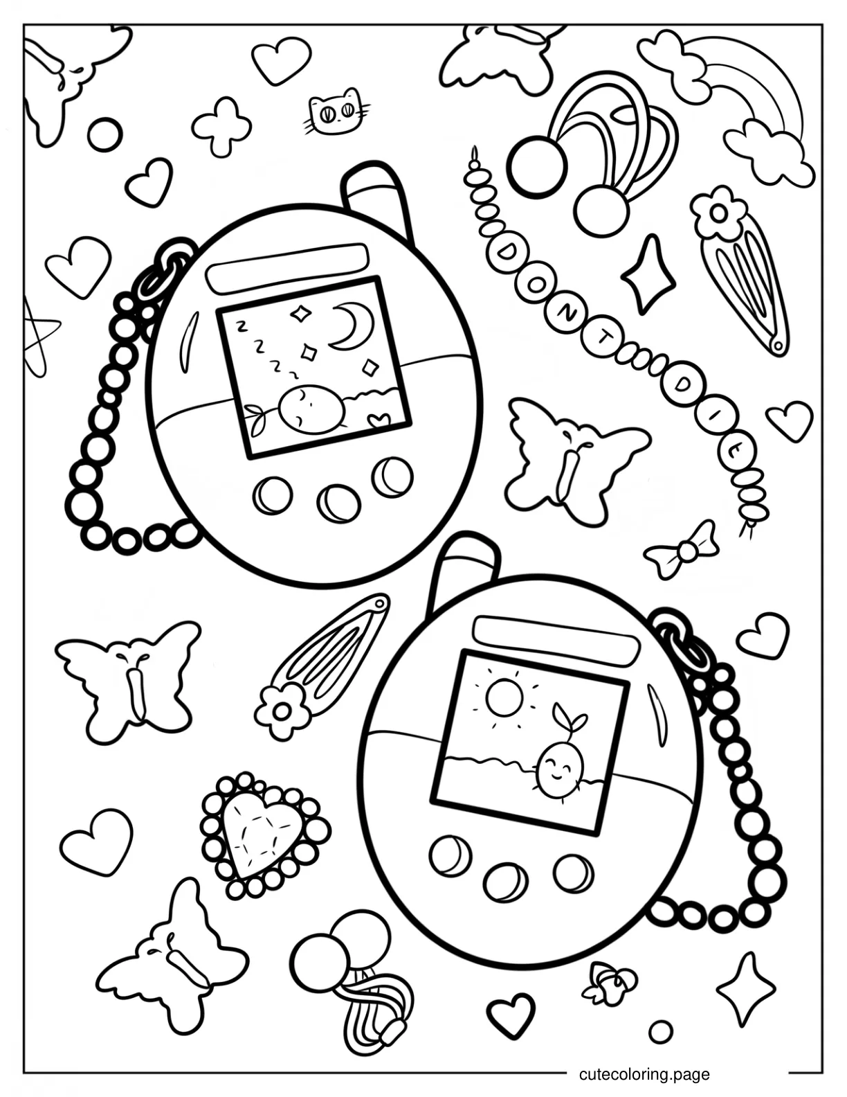 Retro Tamagotchi Console coloring page