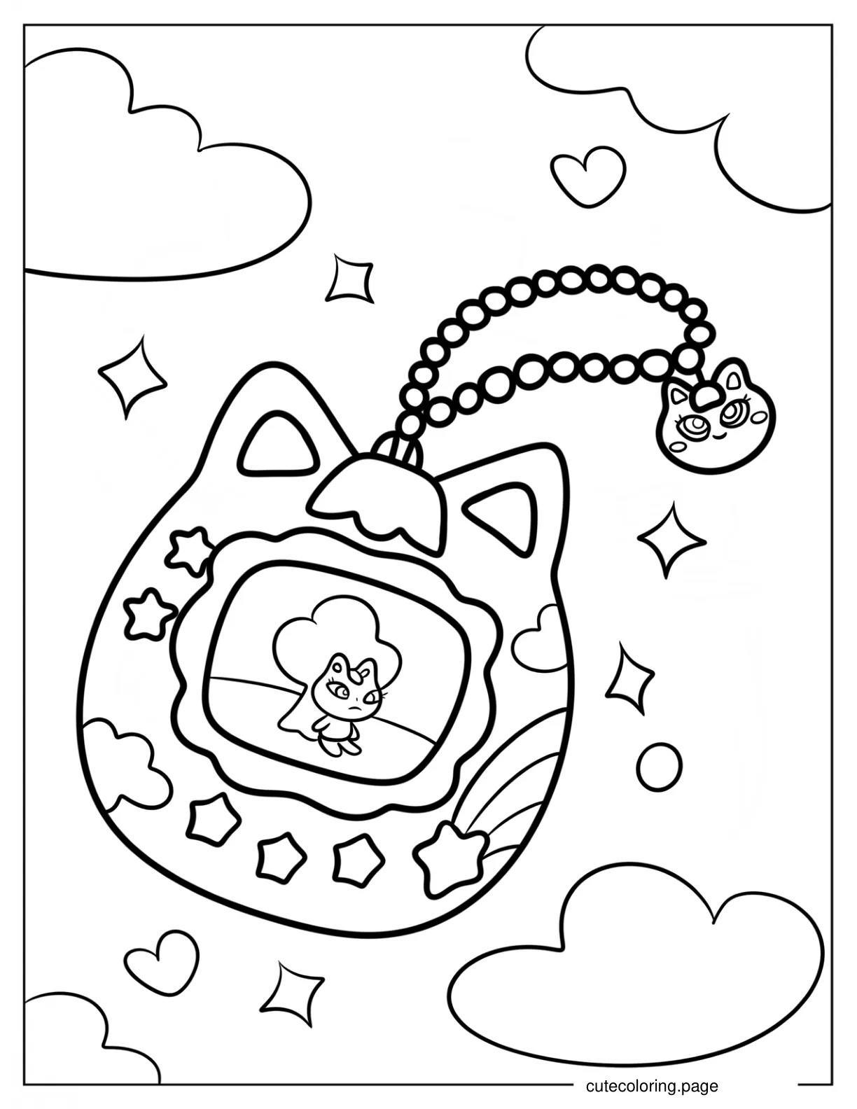 Simple Tamagotchi Pet In Console Coloring Sheet coloring page