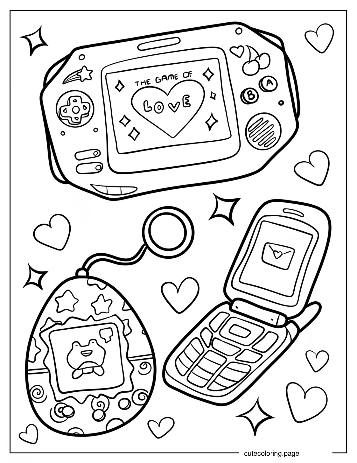 Tamagotchi Game Console Coloring Sheet coloring page