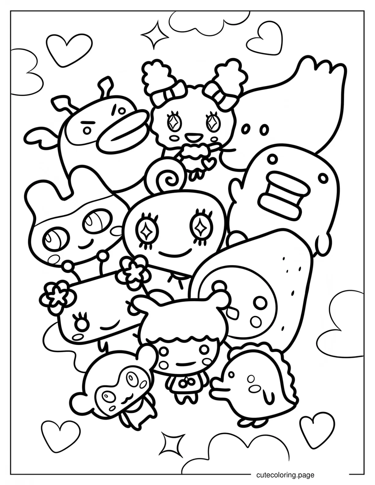 Tamagotchi Kuchipatchi Mametchi Kikitchi Pekopekotchi Kyawatchi Ichigotchi And Lovelin  coloring page