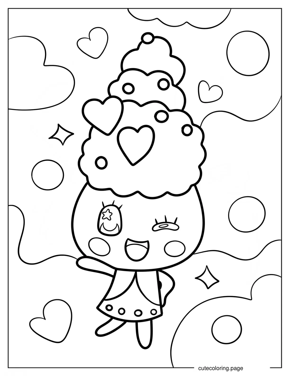 Winking Moriritchi On The Clouds Coloring Page For Kids coloring page