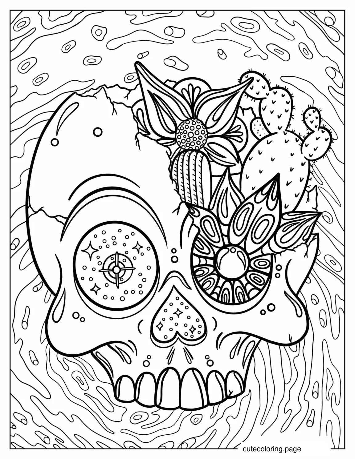 Trippy And Cosmic Skull coloring page